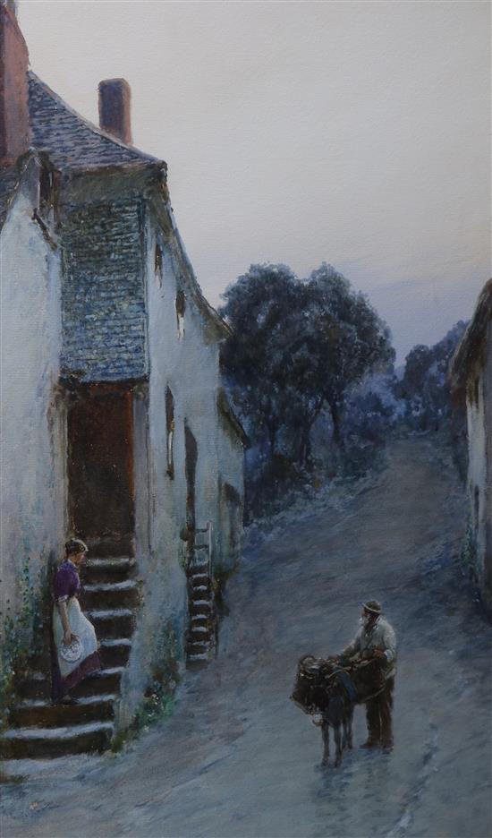 John White, Cornish Lane at Twilight 46 x 28cm
